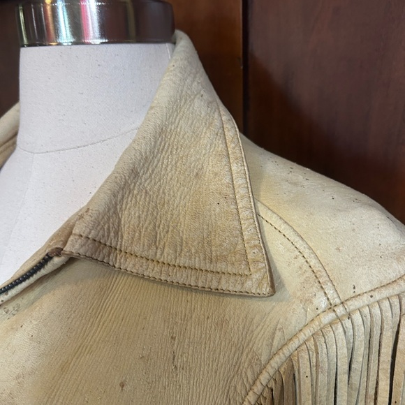 40s 50s Natural Tanned Deerskin Fringe Jacket S - Picture 5 of 14